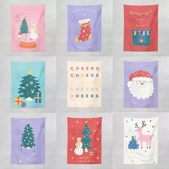 Рождественский гобелен Интернет знаменитость фон ткань мультфильм дерево Санта-Клаус носки комната украшение дома 100x75cm