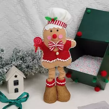Christmas telescopic new products, gingerbread man fabric doll, creative cartoon shape, home window ornament