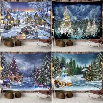 Christmas Theme Creative Christmas Tree Pattern Tapestry Living Room Sofa Home Decor Tapestry 100x75cm