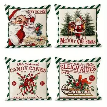 Christmas theme pillowcase Santa Claus carriage pillow cover suitable for home room living room sofa cushion cover gift 40x40cm