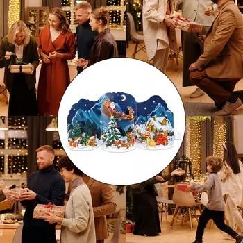 Christmas Theme Popup 3D Greeting Card Festival Gifts Postcard Handmade Festives Decoration for Holiday Celebration