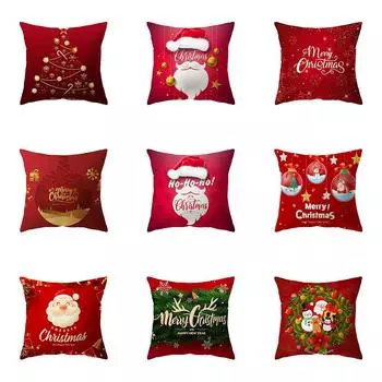 Christmas Theme Santa Claus Print Pattern Cushion Cover Home Living Room Sofa Decoration Pillow Pillow Cover 40X40CM