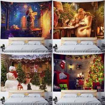 Рождественская тема Снеговик Узор Гобелен Гостиная Диван Домашний Декор Гобелен 100x75cm