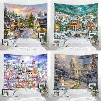 Рождественская тема Гобелен Главная Спальня Гостиная Настенное украшение Санта-Клаус 100x75cm