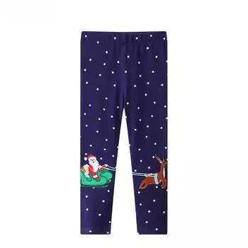 Christmas-Themed European & American Children s Leggings - Autumn Baby Trousers for Girls 4T - Height 95-100cm
