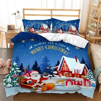 Christmas Three-Piece Children S Bedding Digital Printing Quilt Cover 135 * 200 (two-piece set) 90g