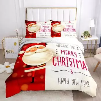 Christmas Three-Piece Santa Gift Kit Quilt Cover Bedding 135 * 200 (two-piece set) 90g