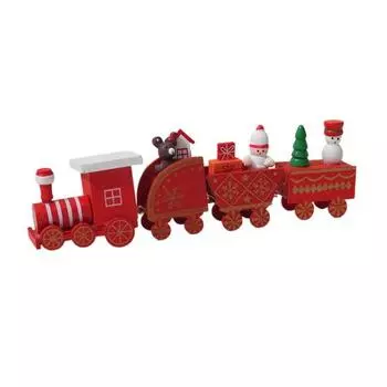 Christmas Train Decoration Wooden Festive Mini Train Ornament Xmas Train Centerpiece for Mantel Dining Table Happy New Year Gift