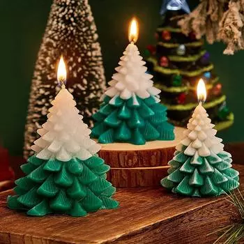 Christmas Tree Candles Natural Wax Holiday Gifts