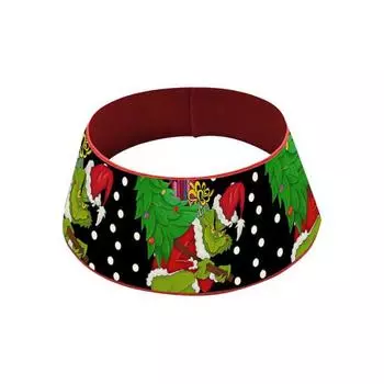 Christmas Tree Collar 22 Inch Green Elf Xmas Tree Base Stand Cover Fabric Tree Ring for Farmhouse Holiday Party Decor 1pc