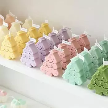 Christmas Tree Creative Scented Candles Scene Shooting Props Soy Wax Aromatherapy Incense Candle Accessories Home Supplies Molds yellow