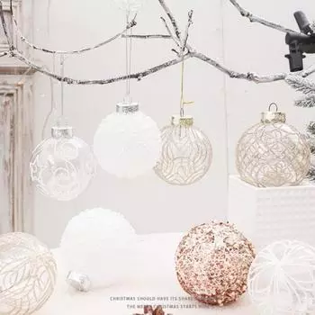 Christmas Tree Decorations 6PCS/Set 8cm Colored Transparent Christmas Ball 2024 Xmas Party Hanging Ornament 2025 New Year Decors