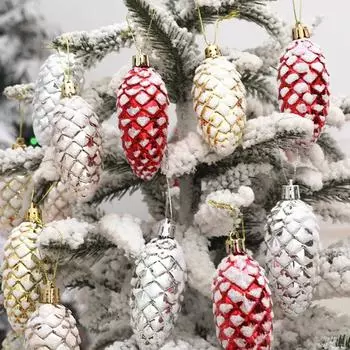 Christmas Tree Decorations Pendants Painted Pine Cone Pendants Christmas Tree Decorations Home Decorations Christmas Gifts серебряный