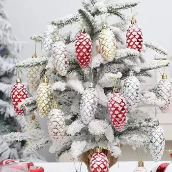 Christmas Tree Decorations Pendants Painted Pine Cone Pendants Christmas Tree Decorations Home Decorations Christmas Gifts серебряный