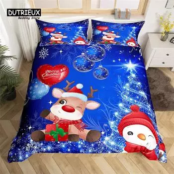 Christmas Tree Duvet Cover Set, Christmas Theme Bedding Set, Soft Comfortable Breathable Duvet Cover, For Bedroom Guest Room 150x200cm 3pcs