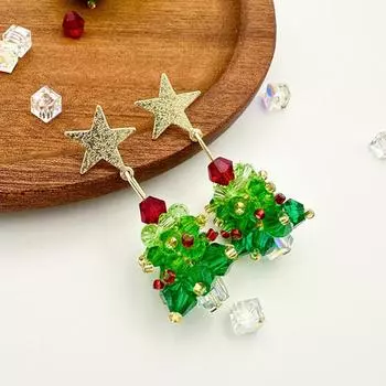 Christmas Tree Earrings For Women Sparkling Beaded Earring Girls Year Holiday Jewelry Gifts