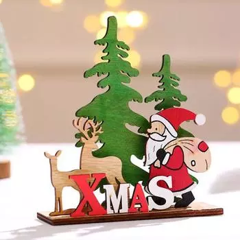 Рождественская елка Лось Санта DIY Ремесло Деревянный Настольный Декор Рождественский Дисплей Орнамент