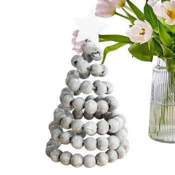 Christmas Tree Figurine Tabletop Wooden Bead Christmas Tree Holiday Figurine Creative Christmas Tree Holiday Figurine Christmas
