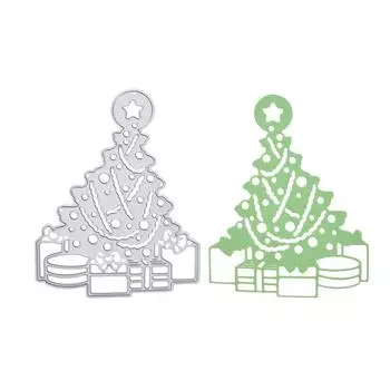 Christmas Tree Gift Frame Metal Silvery Stencil Embossing Cutting Dies For Diy Scrapbooking Paper Album Cards Making серебряный