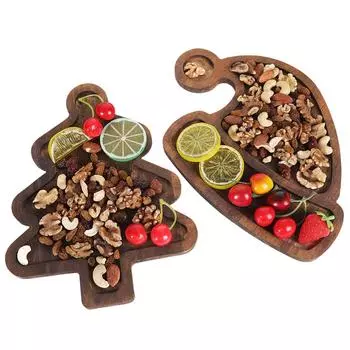 Christmas Tree/Hat Food Dish Plate Wooden Table Serving Platter Decorative Tray for Dessert Snacks Fruit Cookies