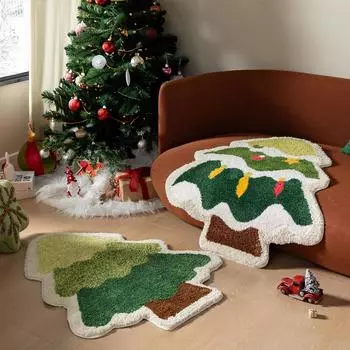 Christmas tree imitation cashmere floor mat bathroom bathroom absorbent foot mat hotel B&B decoration bedside blanket 40*60cm