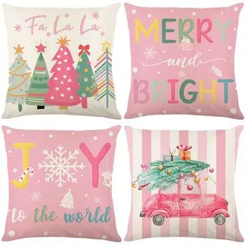 Christmas Tree Linen Printed Pillow Cover Christmas Sofa Decorative Pillow Cover Cushion Cover 45*45cm JYM502-1