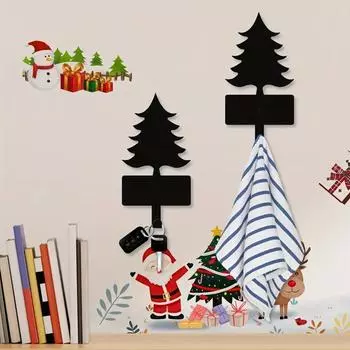 Металлический держатель для ключей в виде рождественской елки, настенная вешалка для ключей | Идеально подходит для полотенец и праздничного декора для ванной комнаты или дома M бронзовый