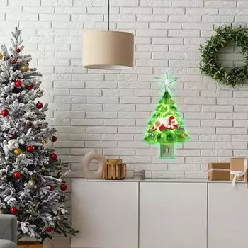 Christmas Tree Night Light Resin Sleeping Dog Light with On/Off Switch Plug-in Vintage Xmas