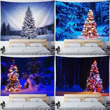 Christmas Tree Pattern Decorative Tapestry Home Living Room Bedroom Wall Decoration 100x75cm