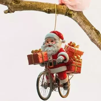 Christmas Tree Pendant 2D Flat Acrylic Cartoon Santa Claus Snowman Festive Hanging Ornaments for Christmas Tree Decor Gifts