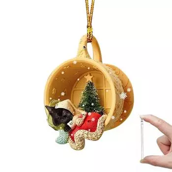 Christmas Tree Pendant Acrylic Sleeping Dog Pendant Mirror Decor Supplies Pendant Rearview Dach Z7C1 12-1pcs