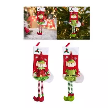 Christmas Tree Pendant Candy Bag Decor Adorable Crafts Rustic Elf Long Stocking