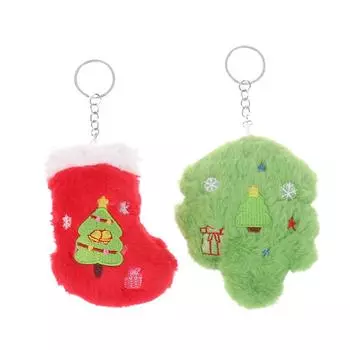 Christmas Tree Plush Toy Keychain Cute Socks Stuffed Doll Pendant Car Key Ring Backpack Bag Decor Kid Gift