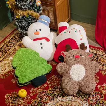 Christmas Tree Plush Toys Santa Pillow Soft Reindeer Socks Snowman Stuffed Animal Cute Birthday Plushie Christmas Gift For Kids 45cm зелёный