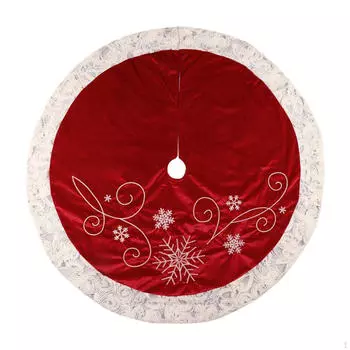 Christmas Tree Skirt Mat 48 inch Soft Holiday Decoration Red Floor for Living