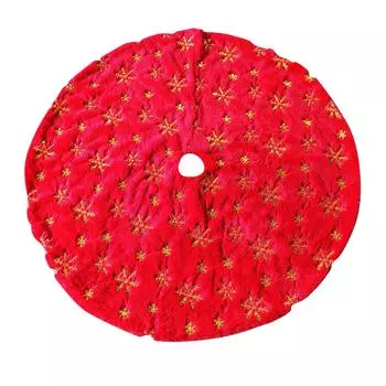Christmas Tree Skirt, Red & Green Merry Christmas Tree Skirt Collar, Soft Xmas Holiday Decoration One Size