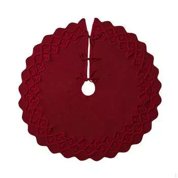 Christmas Tree Skirt with Bow, Round 36 Inch for Holiday Decor красный
