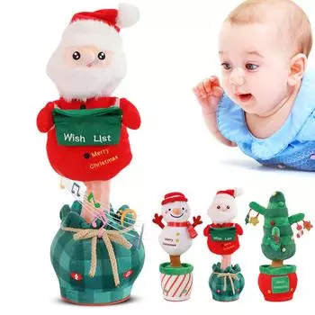 Christmas Tree/Snowman/Santa Claus Toy Singing Mimicking Talking Plush Toy Stuffed Plush Doll Xmas Gifts for Family Friends Kids