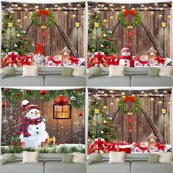 Christmas Tree Snowman Tapestry Bedroom Living Room Home Christmas Decoration Tapestry 100x75cm