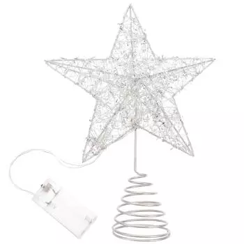 Christmas Tree Top Star Xmas Topper Light Decor Treetop Lamp Adornment Party Accessory Design Ornament Outdoor Decorations 27X20X6.5CM серебряный