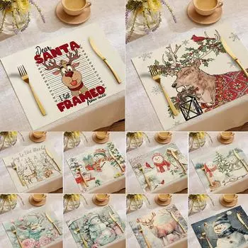 Christmas Tree Woven Placemats-100% Polyester Rectangular Machine Washable, Water Resistant, Durable Kitchen & Dining Table Mats 1PC