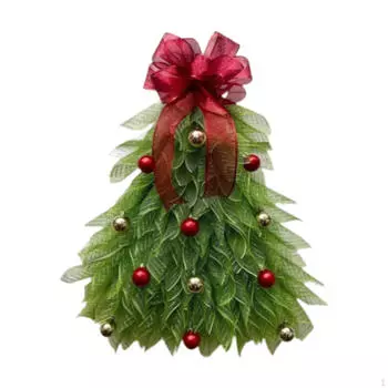 Christmas Tree Wreath with Lights, Artificial Wreath, Xmas Hanging Decoration for