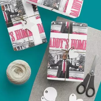 Christmas Trump Wrapping Paper President Trump Gift Box Wrapping Paper Holiday Santa