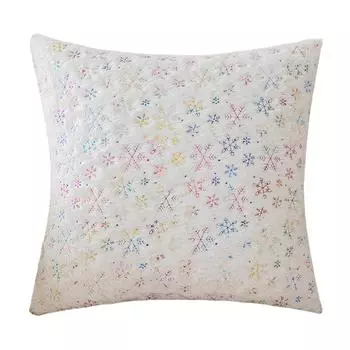 Christmas Velvet Throw Pillows Cover Hot Stamping Snowflake Cushion Case(White)
