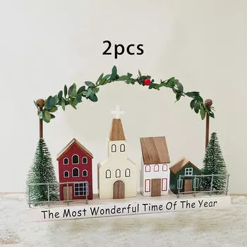 Christmas Village Cabin Xmas Gift Rustic Farmhouse Scene Wooden House for Indoor