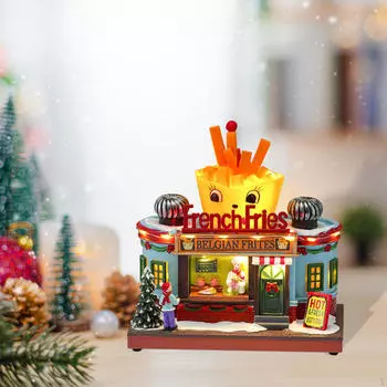 Christmas Village Statue Gift Creative Multicolored Funny Toy LED Lighted Figurine Home Decoration