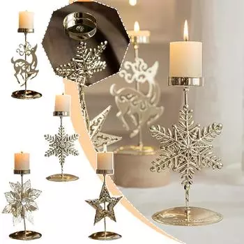 Christmas Votive Candle Holder Metal Tealight Holder Elk Table Centerpiece For Winter Patterns T4G6 snowflake-1pcs