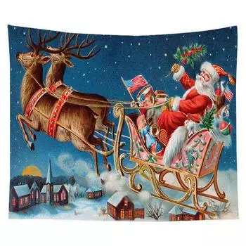 Christmas Wall Tapestry Hanging Cloth Background Xmas Home Decoration Tapestry Night,95*73cm