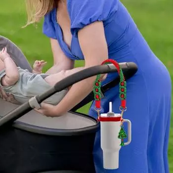 Christmas Water Bottle Handle Strap 16-40oz Tumbler Silicone Safety Ring Handmade Flower Sling Holder Carrier Lanyard Pendant Cup Accessories