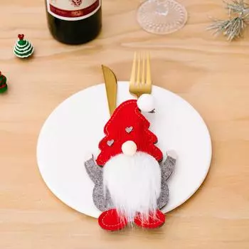 Christmas Whimsical Gnome Flatware Holder Featuring Cute Characters Colors And A Set